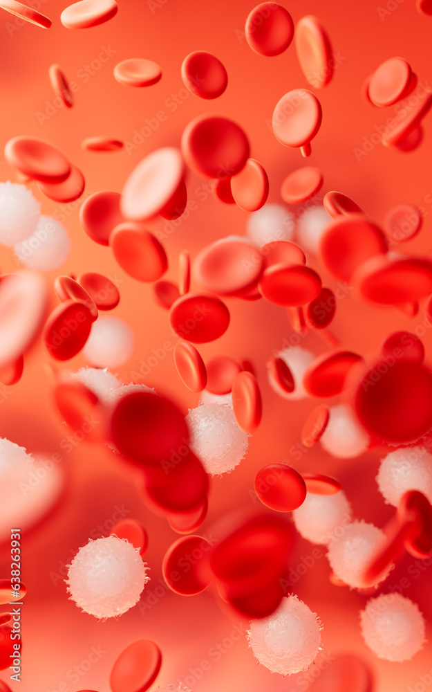 Blood and red blood cells, 3d rendering. Blood and red blood cells, 3d rendering.