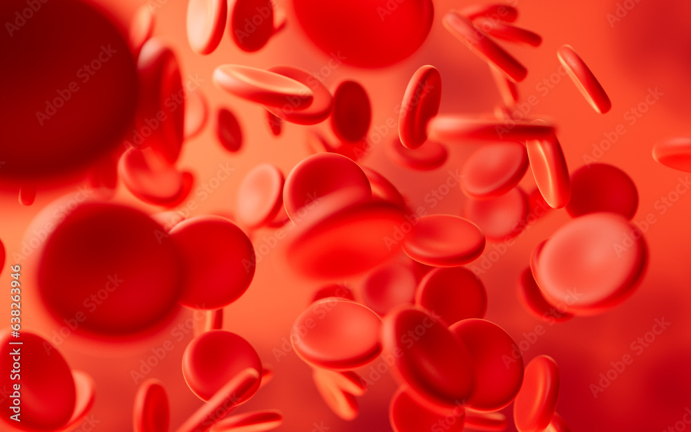 Blood and red blood cells, 3d rendering. Blood and red blood cells, 3d rendering.
