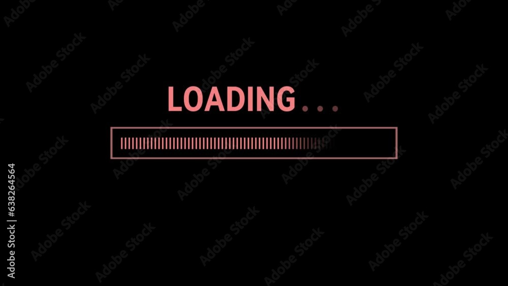 Progress loading bar screen animation video effect on black background