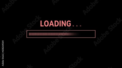 Progress loading bar screen animation video effect on black background