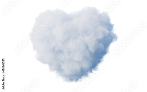 Isolated heart shape soft cloud, 3d rendering.