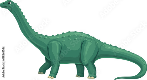 Quaesitosaurus dinosaur cartoon character. Jurassic era animal  prehistoric reptile or paleontology lizard cute vector mascot. Extinct dinosaur happy personage or Quaesitosaurus childish character