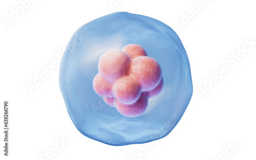 Blue isolated cell with biology concept, 3d rendering.