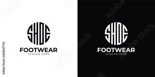 Word SHOE creative circle 4 Letters logo design vector photo