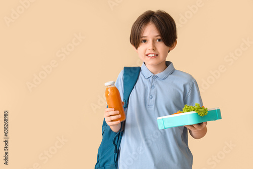 Little boy with backpack, b...