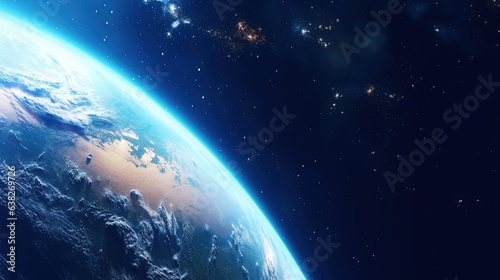 A Blue Space Background With The Earth Planet Satellite View AI Generative