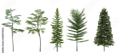 set of tree plants isolated on transparent background. PNG file