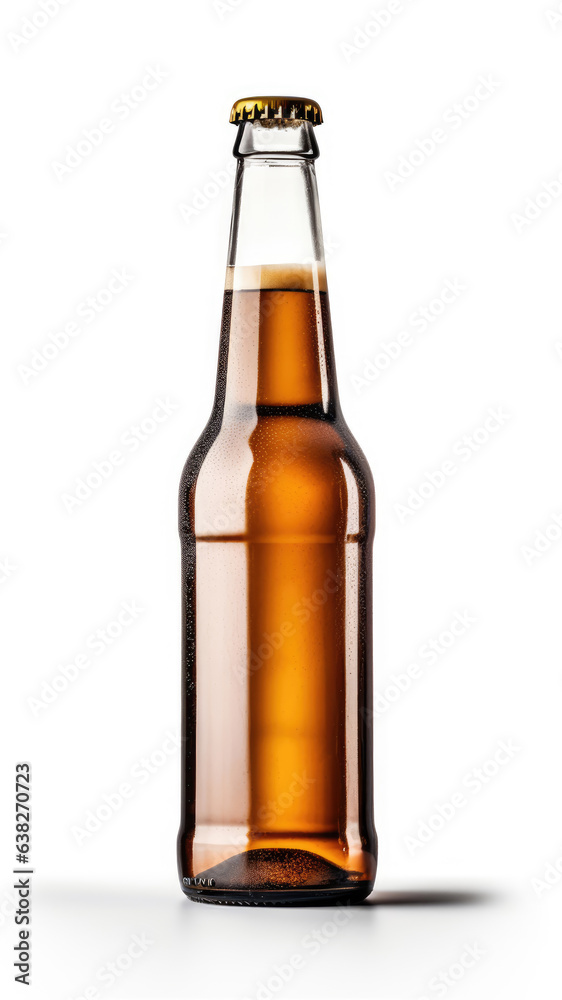 Glass bottle of beer on a white background Glass bottle of beer on a white background