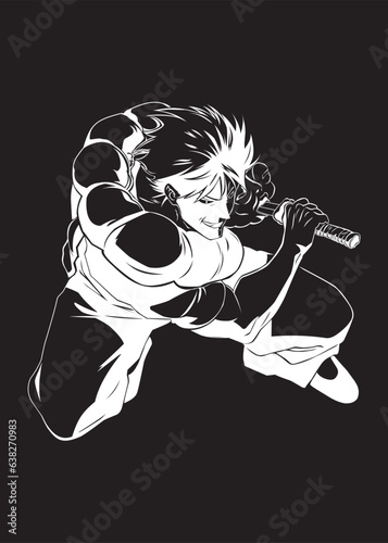 toji anime silhouette black and white