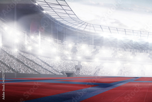 Digital png illustration of stadium with supporters on transparent background