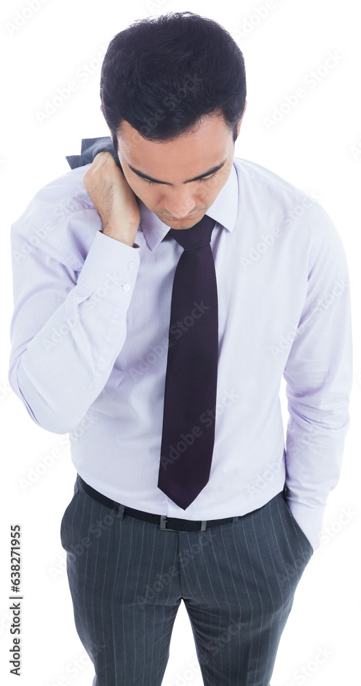 Digital png photo of thoughtful biracial businessman on transparent background Digital png photo of thoughtful biracial businessman on transparent background