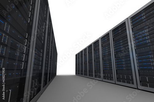 Digital png illustration of server room on transparent background