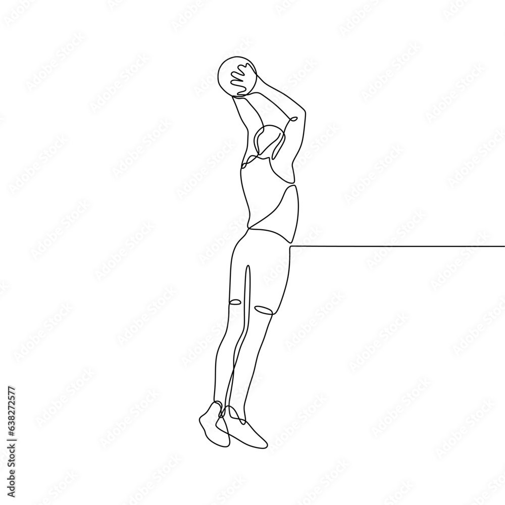 Continuous single-line art of a basketball player