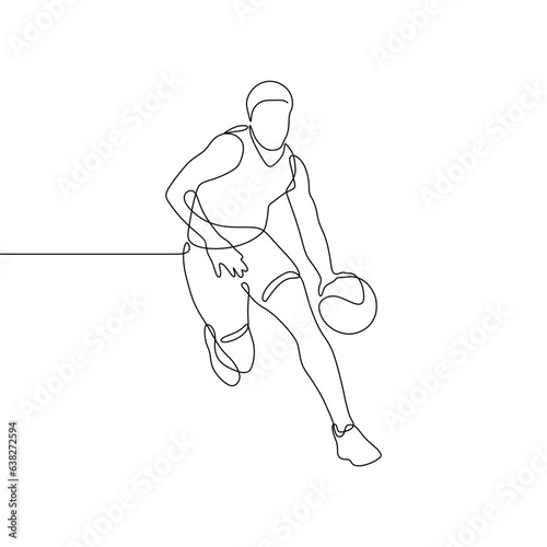 Continuous single-line art of a basketball player