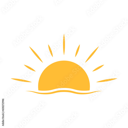 A half sun is setting downwards icon vector sunset concept for graphic design, logo, website, social media, mobile app, UI illustration