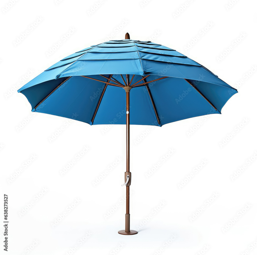 Big blue beach umbrella isolated on white background Big blue beach umbrella isolated on white background