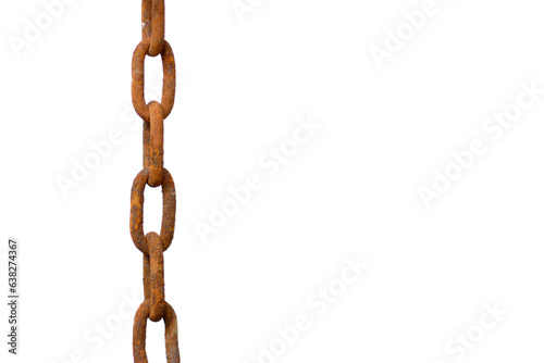 Rusty old iron chain isolated on white background.