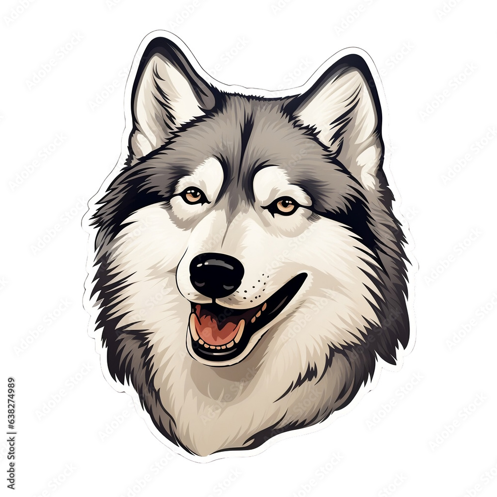 Fototapeta premium Alaskan Malamute Cute Sticker | Headshot