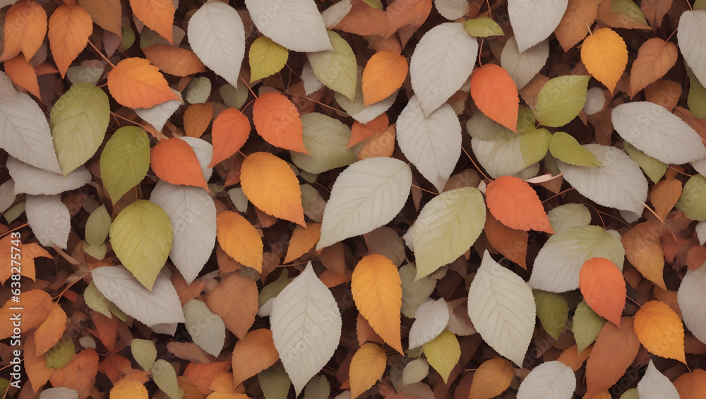 Frosted leaves in autumn forest. Autumn nature background Frosted leaves in autumn forest. Autumn nature background