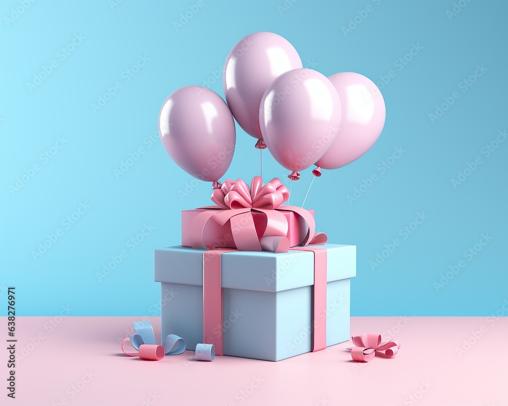 A pink heart-shaped balloon sits atop a gift box, its vibrant hue evoking feelings of love and joy