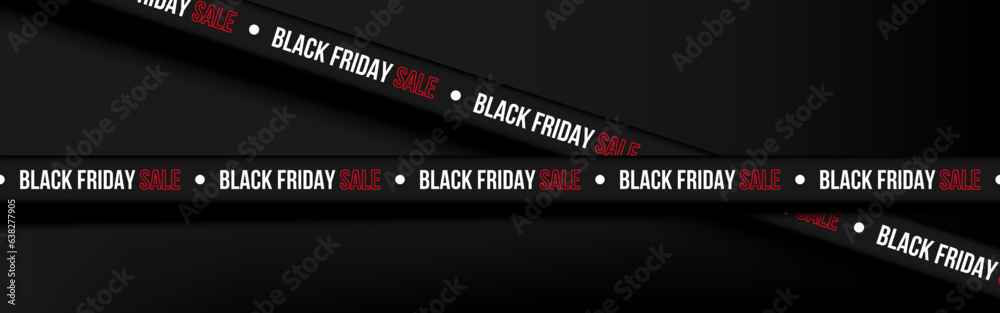 Black Friday Sale Tape ribbons on background. Vector illustration.