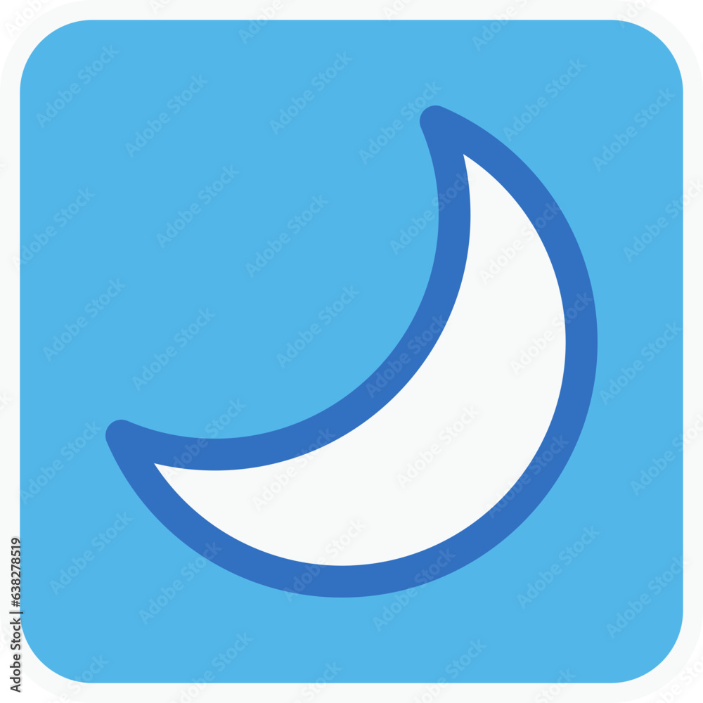 crescent moon flat icon in square. crescent moon flat icon in square.