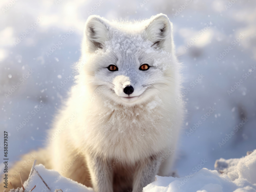 Happy and funny arctic fox in winter Happy and funny arctic fox in winter