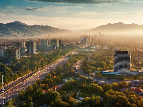 Almaty city Kazakhstan view from above photo