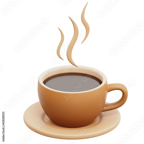 Autumn Theme Hot Coffee 3D icon Isolate Transparent Background  3D Rendering illustration 
