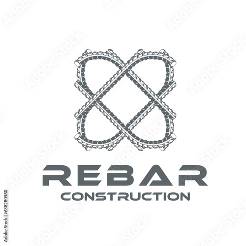 rebar concrete construction logo design vector