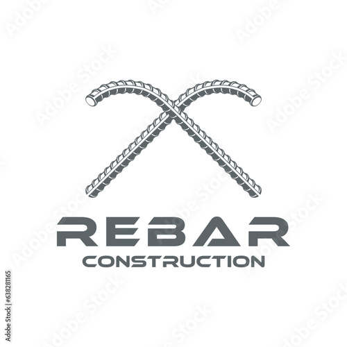 rebar concrete construction logo design. reinforcing steel, cast iron reinforcement, building company	