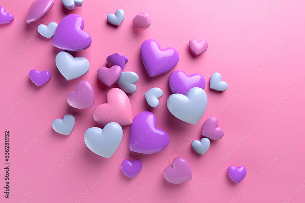 Bright color 3D Valentine's Day hearts background