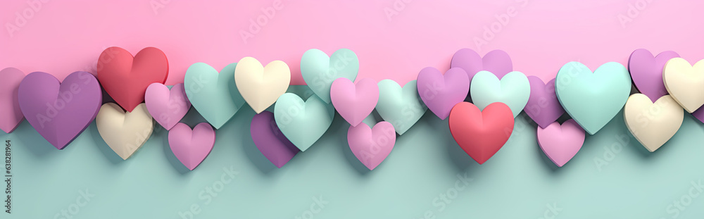 Bright color 3D Valentine's Day hearts background