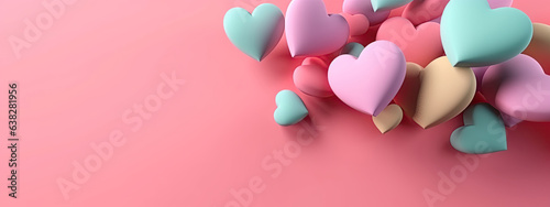 Bright color 3D Valentine's Day hearts background photo