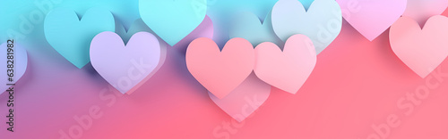 Bright color 3D Valentine's Day hearts background photo