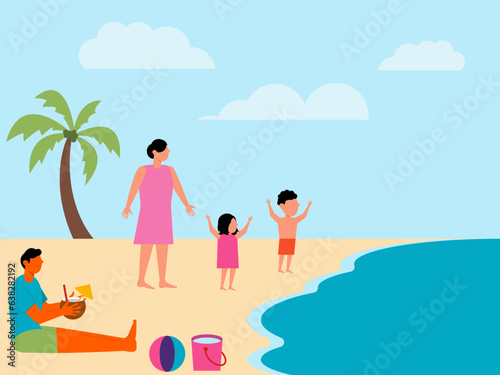 Family concept vector illustration. Happy family veector illustration. Flat vector illustration family activities. photo