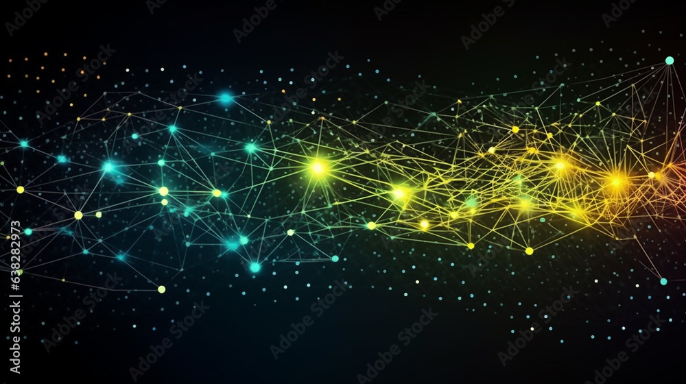 Fototapeta premium Big data visualization. Abstract background with interweaving of dots and connection, AI ,Futuristic technology Artificial Intelligence . 3D rendering.