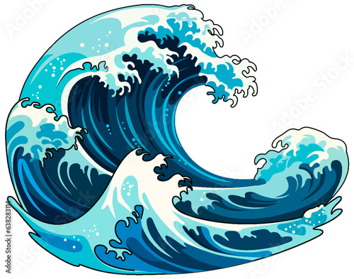 Isolated Traditional Japanese Wave in Vector Cartoon Style