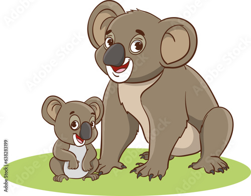 vector illustration of mother koala and baby koala photo