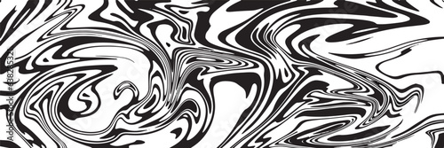 Vector abstract background black stripes zebra print effect on white background. Fluid art design photo