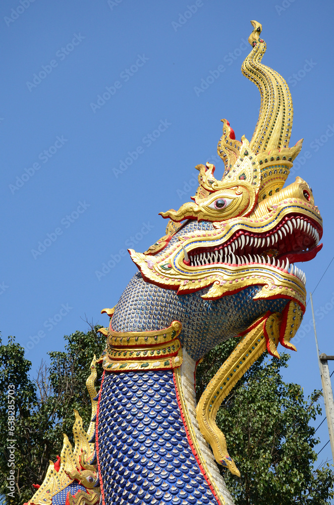 Sculpture ancient naga or carving antique naka statue for thai people