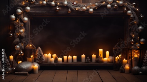 Warmth and joy of Christmas through this enchanting backdrop with copy space