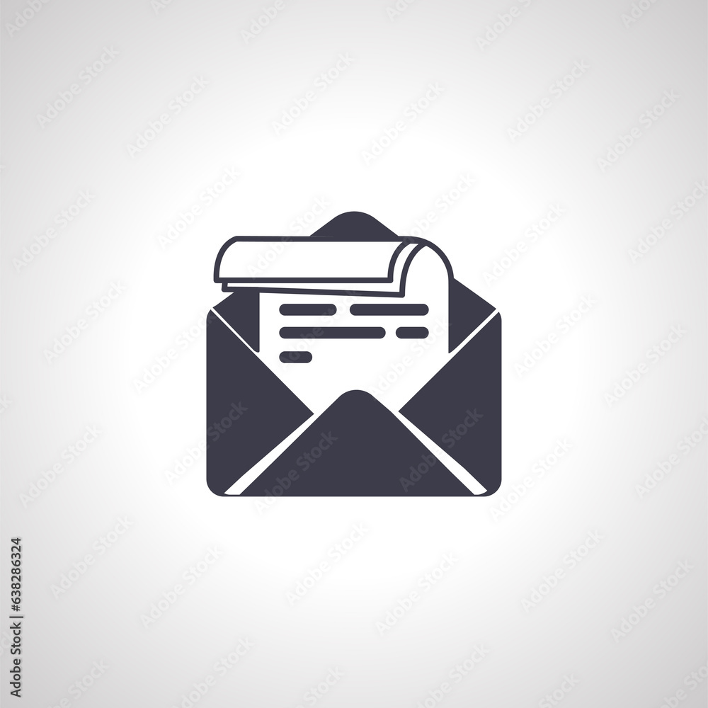 Opened envelope with letter inside. open mail icon. letter envelope icon Opened envelope with letter inside. open mail icon. letter envelope icon