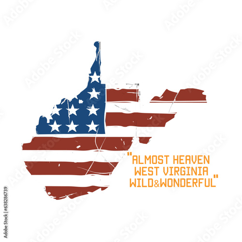 vector of west virginia slogan text and map perfect for print,etc