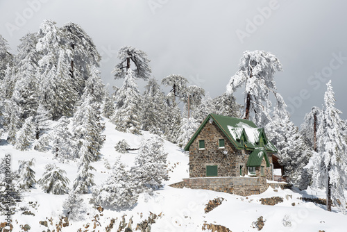 Obraz na plátně Winter snow landscape at the mountains