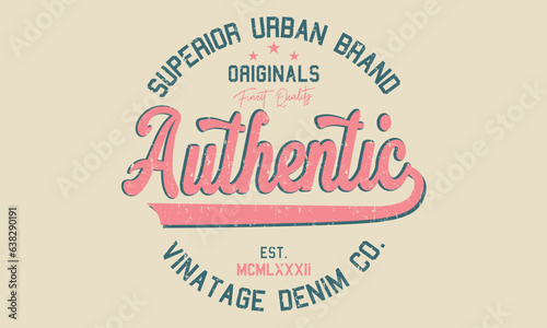 Authentic Superior Urban brand retro college varsity  print with grunge effect for graphic tee t shirt or sweatshirt - Vector photo