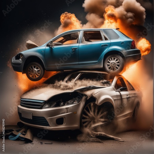 Car accident  explosion