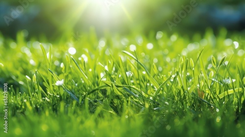green grass with blur natural background in the morning