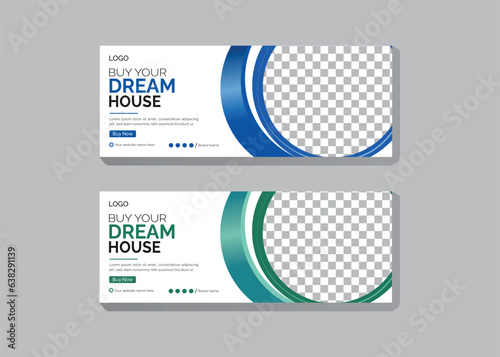 Real estate facebook cover and social media web banner editable template design.