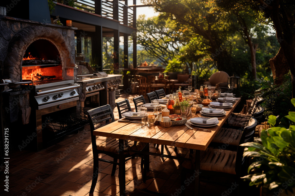 Naklejka premium beautiful romantic dinner in the evening.